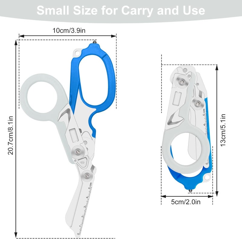 Lemasa6 in 1 Multifunctional Combination Tool, Folding Retractable Emergency Shears, Outdoor Camping Tools, Seat Belt Cutter, Oxygen Cylinder Wrench, Complimentary Adjustable Wrench (blue-grey) - Image 2